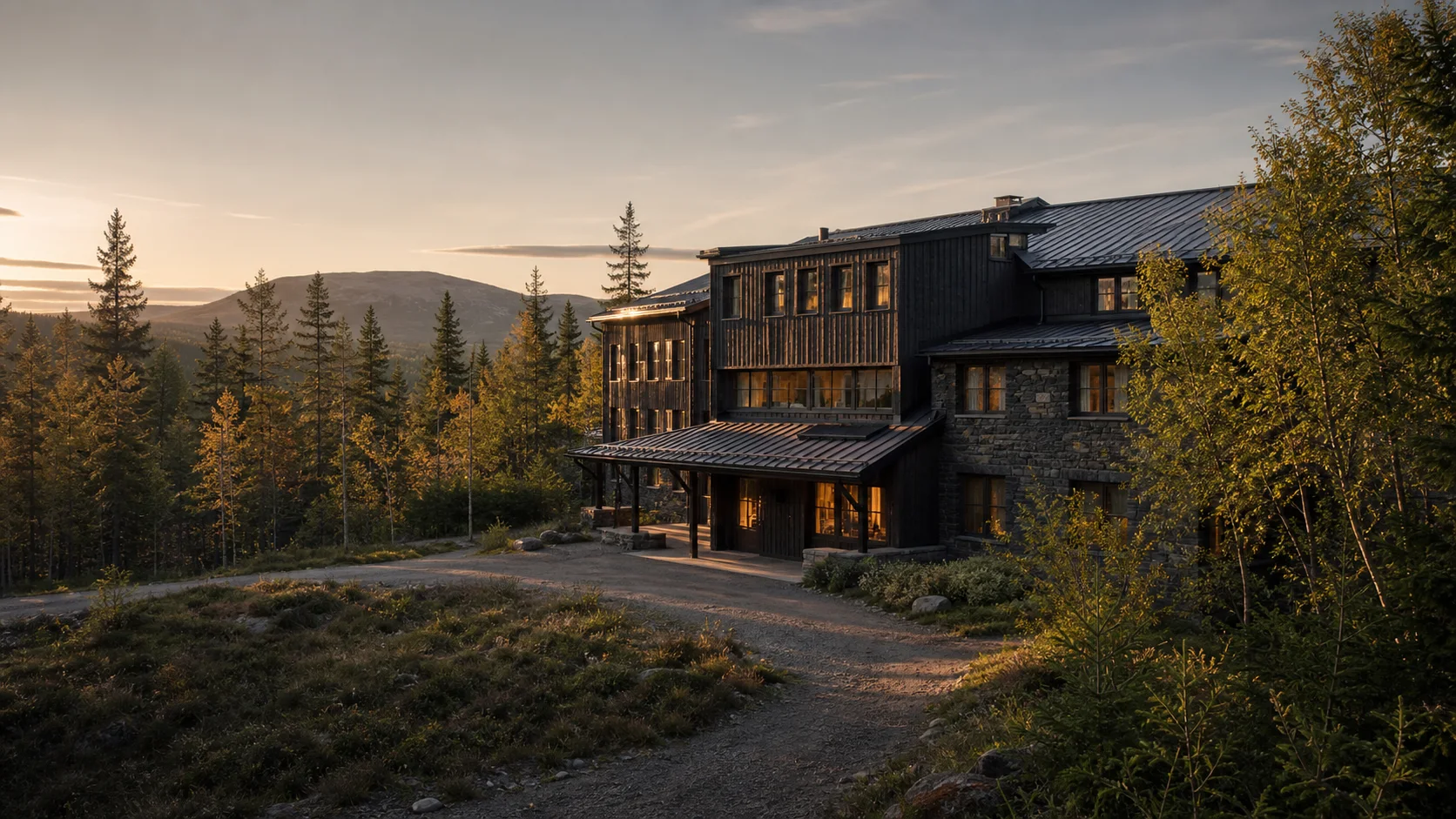 Hotel Fjällro surrounded by Scandinavian forest